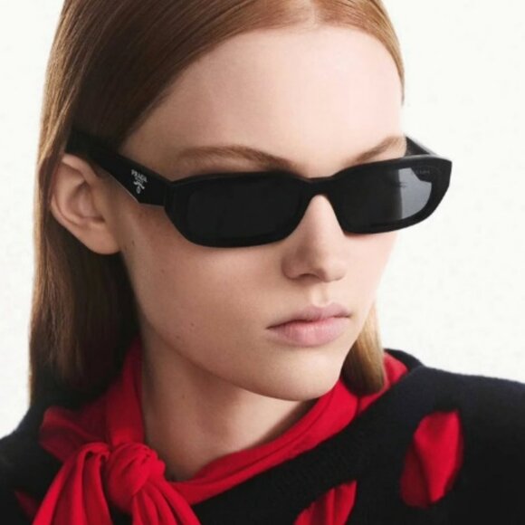 Prada PRB06S Sunglasses – Black Rectangle Frame Grey Lenses | Model 16K08Z - Picture 9 of 12